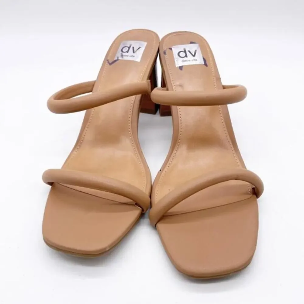 DV Dolce Vita‎ Women's Halsty Nude Double Strap Crocodile Block Heel Sandals